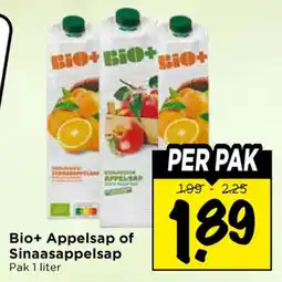 Vomar Voordeelmarkt Bio+ Appelsap of Sinaasappelsap aanbieding