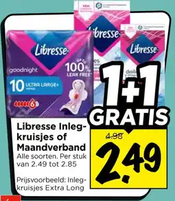 Vomar Voordeelmarkt Libresse Inlegkruisjes of Maandverband aanbieding