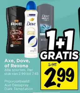 Vomar Voordeelmarkt Alle Axe, Dove, of Rexona aanbieding