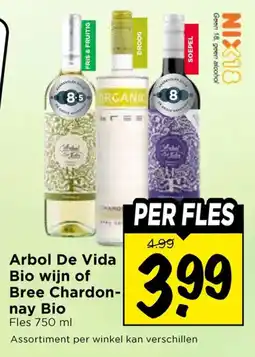 Vomar Voordeelmarkt Arbol De Vida Bio wijn of Bree Chardonnay Bio aanbieding