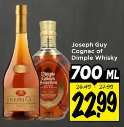Vomar Voordeelmarkt Joseph Guy Cognac of Dimple Whisky aanbieding