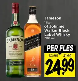 Vomar Voordeelmarkt Jameson 1 liter of Johnnie Walker Black Label Whisky aanbieding