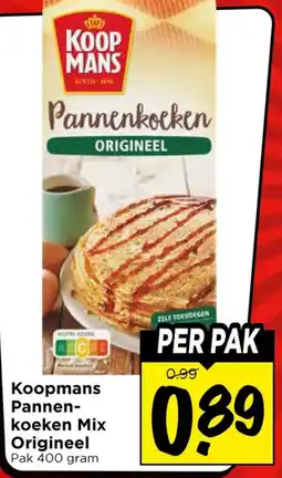 Vomar Voordeelmarkt Koopmans Pannenkoeken Mix Origineel aanbieding