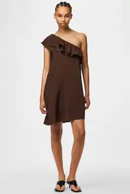 Wehkamp PIECES one shoulder jurk bruin aanbieding