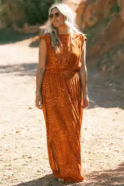 Wehkamp Bolina Island maxi jurk met panterprint oranje aanbieding
