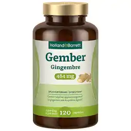 Holland & Barrett 1+1 gratis | Holland & Barrett Gember 484 mg - 120 capsules aanbieding