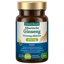 Holland & Barrett 1+1 gratis | Holland & Barrett Siberische Ginseng 475 mg - 120 tabletten aanbieding