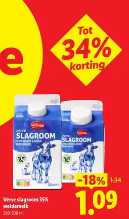 Lidl Verse slagroom aanbieding