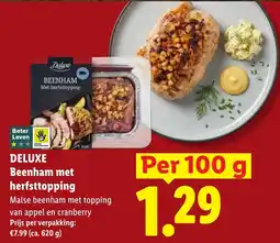 Lidl Deluxe beenham met herfsttopping aanbieding