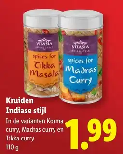 Lidl Vitasia Kruiden Indiase stijl aanbieding