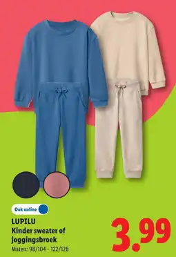 Lidl Lupilu Kinder sweater of joggingsbroek aanbieding