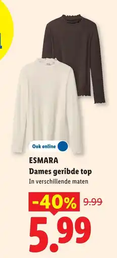 Lidl Esmara Dames geribde top aanbieding