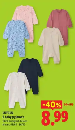 Lidl Lupilu 2 baby pyjama's aanbieding
