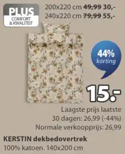 Jysk PLUS KERSTIN dekbedovertrek aanbieding