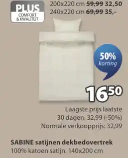Jysk SABINE satijnen dekbedovertrek aanbieding