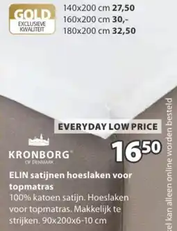 Jysk kronborg elin satijnen hoeslaken voor topmatras aanbieding