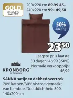 Jysk kronborg sanna satijnen dekbedovertrek aanbieding