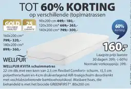 Jysk Wellpur kvita schuimmatras aanbieding