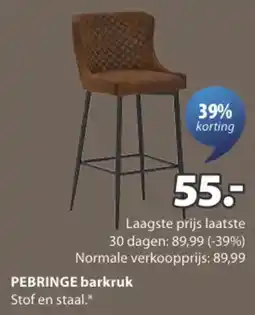 Jysk PEBRINGE barkruk aanbieding
