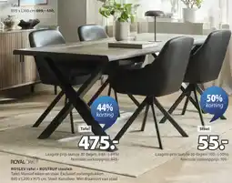 Jysk Royal Oak Roslev tafel + Rostrup stoelen aanbieding