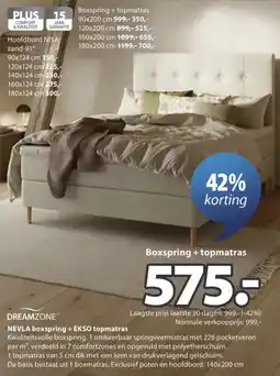 Jysk Dreamzone nevla boxspring + eksop topmatras aanbieding