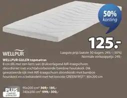 Jysk Wellpur Wellpur gulen topmatras aanbieding
