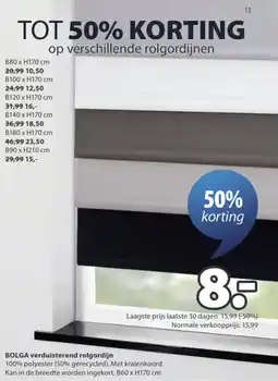 Jysk BOLGA verduisterend rol gordijn aanbieding