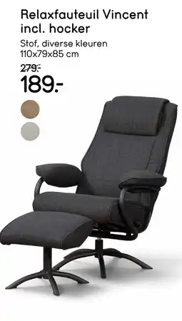Leen Bakker Relaxfauteuil Vincent incl. hocker aanbieding