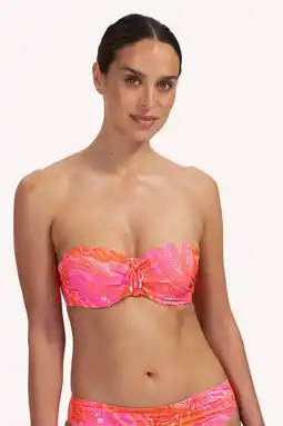 Wehkamp Cyell voorgevormde strapless bandeau bikini roze/oranje aanbieding