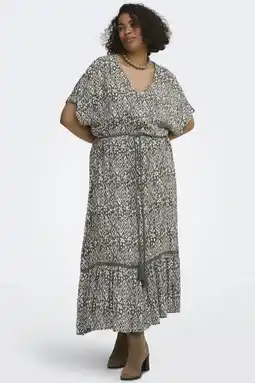 Wehkamp ONLY CARMAKOMA maxi jurk Plus Size met print - donkergroen aanbieding