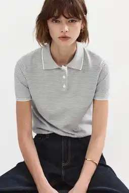 Wehkamp Mango polo met krijtstreep - blauw aanbieding