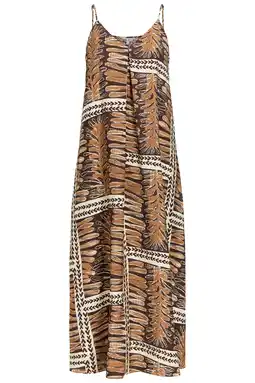 Wehkamp OBJECT viscose midi jurk met print - bruin aanbieding