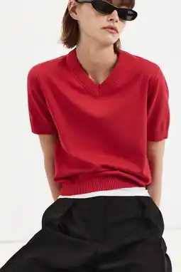Wehkamp Mango katoenen gebreide trui - rood aanbieding