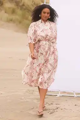 Wehkamp Yest Curve gebloemde blousejurk ecru aanbieding