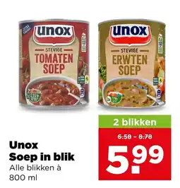 PLUS Unox Soep in blik aanbieding