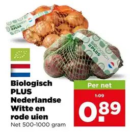 PLUS Biologisch PLUS Nederlandse Witte en rode uien aanbieding