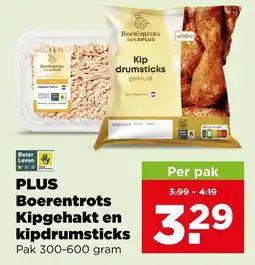 PLUS PLUS Boerentrots Kipgehakt en kipdrumsticks aanbieding