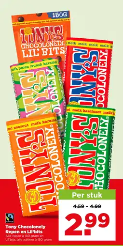 PLUS Tony Chocolonely Repen en Lil'bits aanbieding