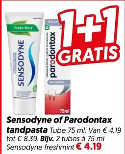 Dekamarkt Sensodyne of Parodontax tandpasta aanbieding