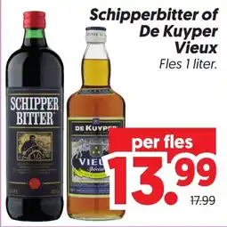 Dekamarkt Schipperbitter of De Kuyper Vieux aanbieding