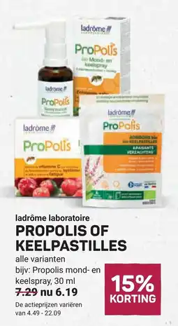 Ekoplaza ladrôme laboratoire propolis of keelpastilles aanbieding