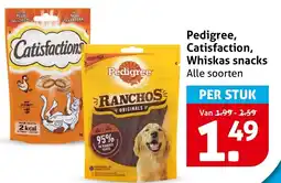 Hoogvliet Alle Pedigree, Catisfaction, Whiskas snacks aanbieding