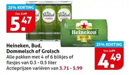 Hoogvliet Alle Heineken, Bud, Dommelsch of Grolsch aanbieding