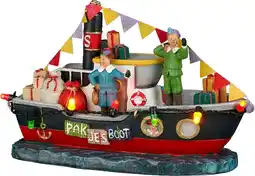 Intratuin Luville Molendam kerstdorpminiatuur pakjesboot klein 13 x 6 x 9 cm aanbieding