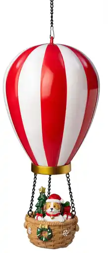 Intratuin Intratuin kersthanger Aera luchtballon hond rood / wit met verlichting D 14,5 H 27,5 cm aanbieding