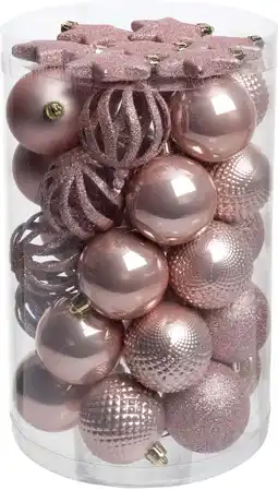 Intratuin Intratuin kerstbal Reni roze D 6 cm 37-delig aanbieding