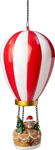 Intratuin Intratuin kersthanger Aera luchtballon beer rood / wit met verlichting D 14,5 H 27,5 cm aanbieding
