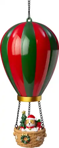 Intratuin Intratuin kersthanger Aera luchtballon hond rood / groen met verlichting D 14,5 H 27,5 cm aanbieding