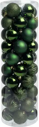 Intratuin Intratuin kerstbal Tara donkergroen D 7 cm 50-delig aanbieding