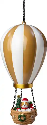 Intratuin Intratuin kersthanger Aera luchtballon hond goud / wit met verlichting D 14,5 H 27,5 cm aanbieding